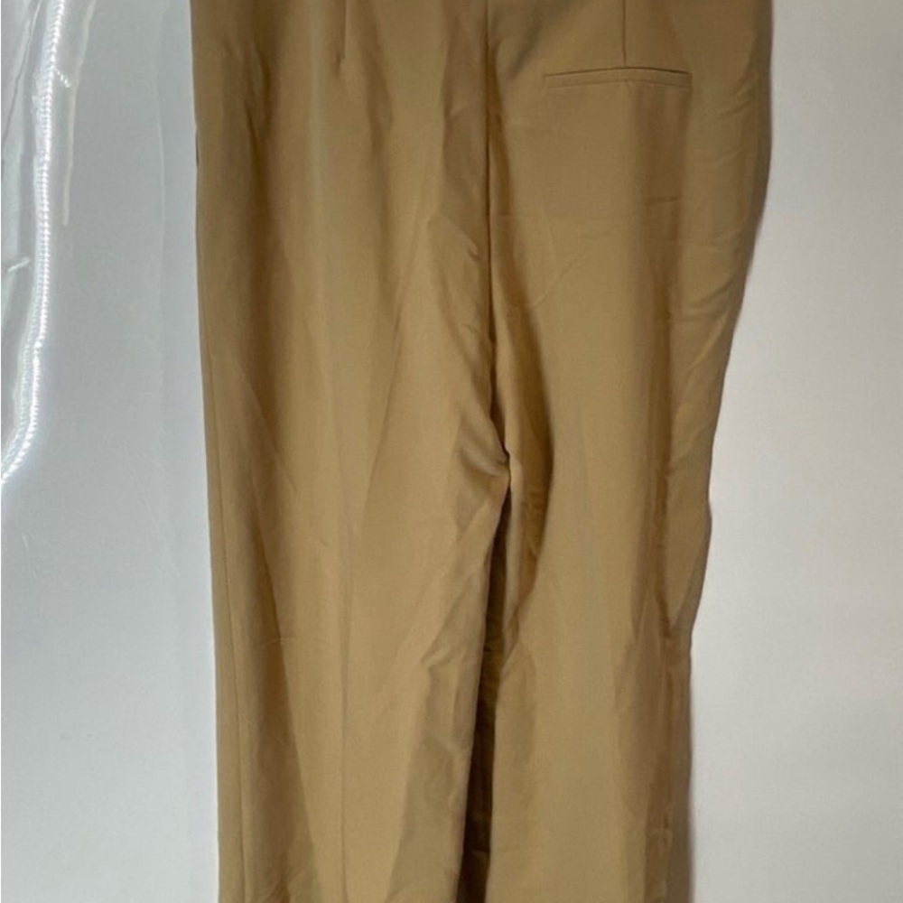 NWT Zara Womens Camel Flat Front Wide Leg Casual Dress Pants XL